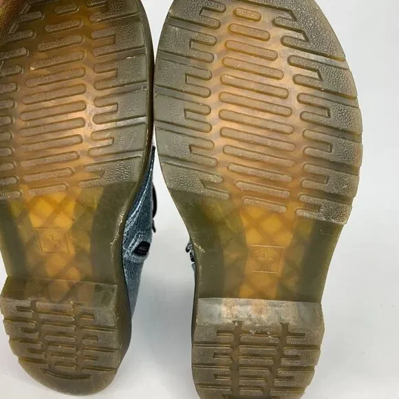 Dr‎ Martens 1460 Boots Juniors 4 Blue Silver Glitter Combat - Picture 7 of 9